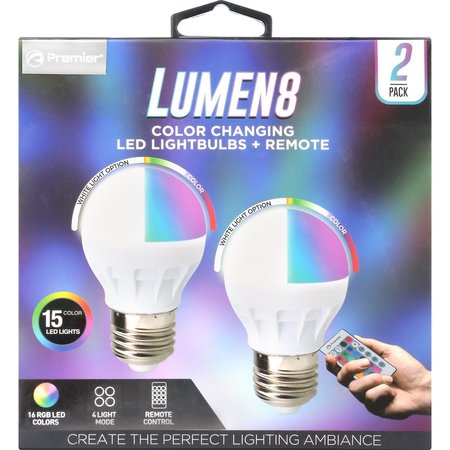 LUMEN8 Lumen 8 LED Bulb w/Remote 2pk PLED03